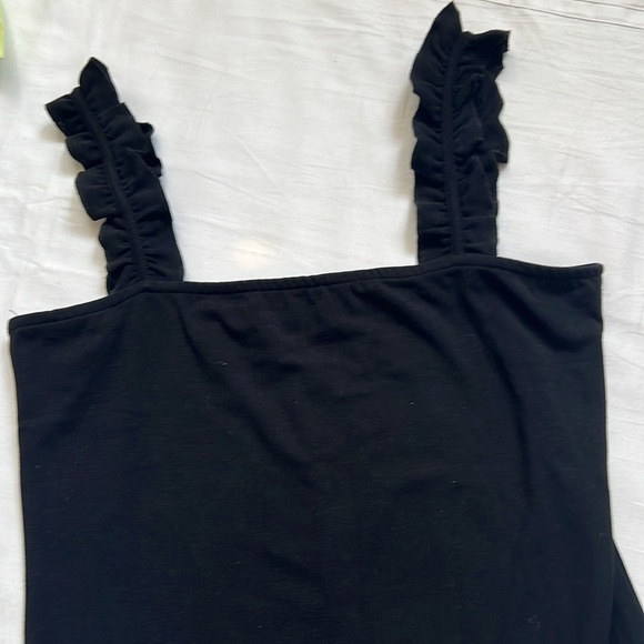 NWT MangoPop Square Neck Ruffle Strap Stretchy Tank Top Bodysuit - Picture 11 of 11